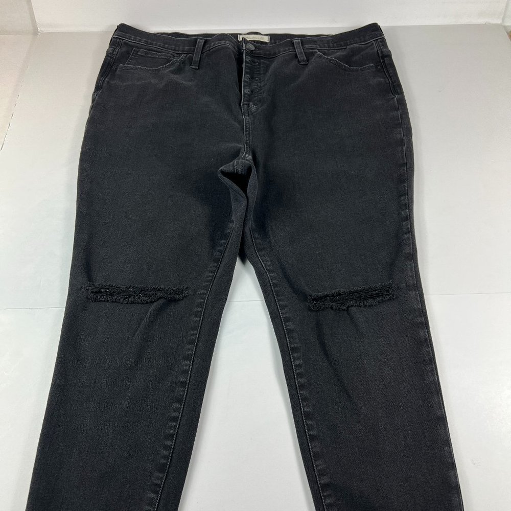 Madewell Jeans Women Plus 35P 10" High Rise Jeggings Black Distressed Fray Denim